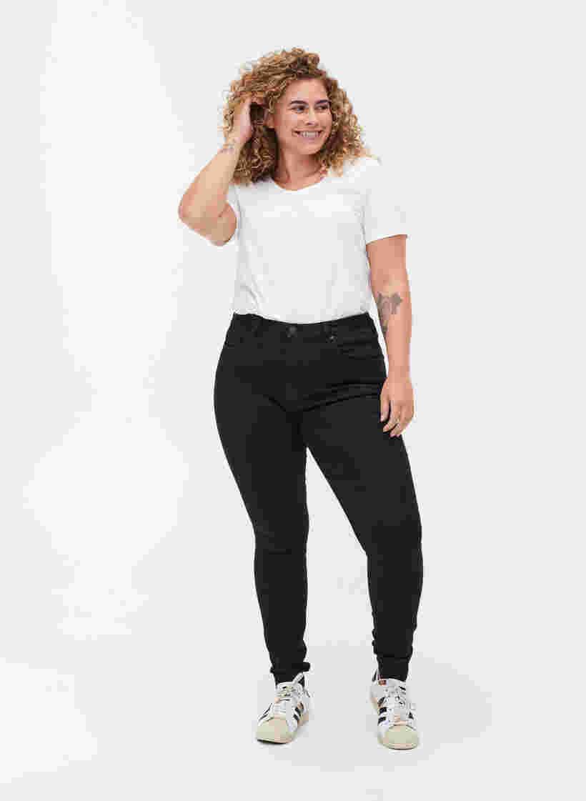 Super slim Amy jeans med hög midja, Black, Model