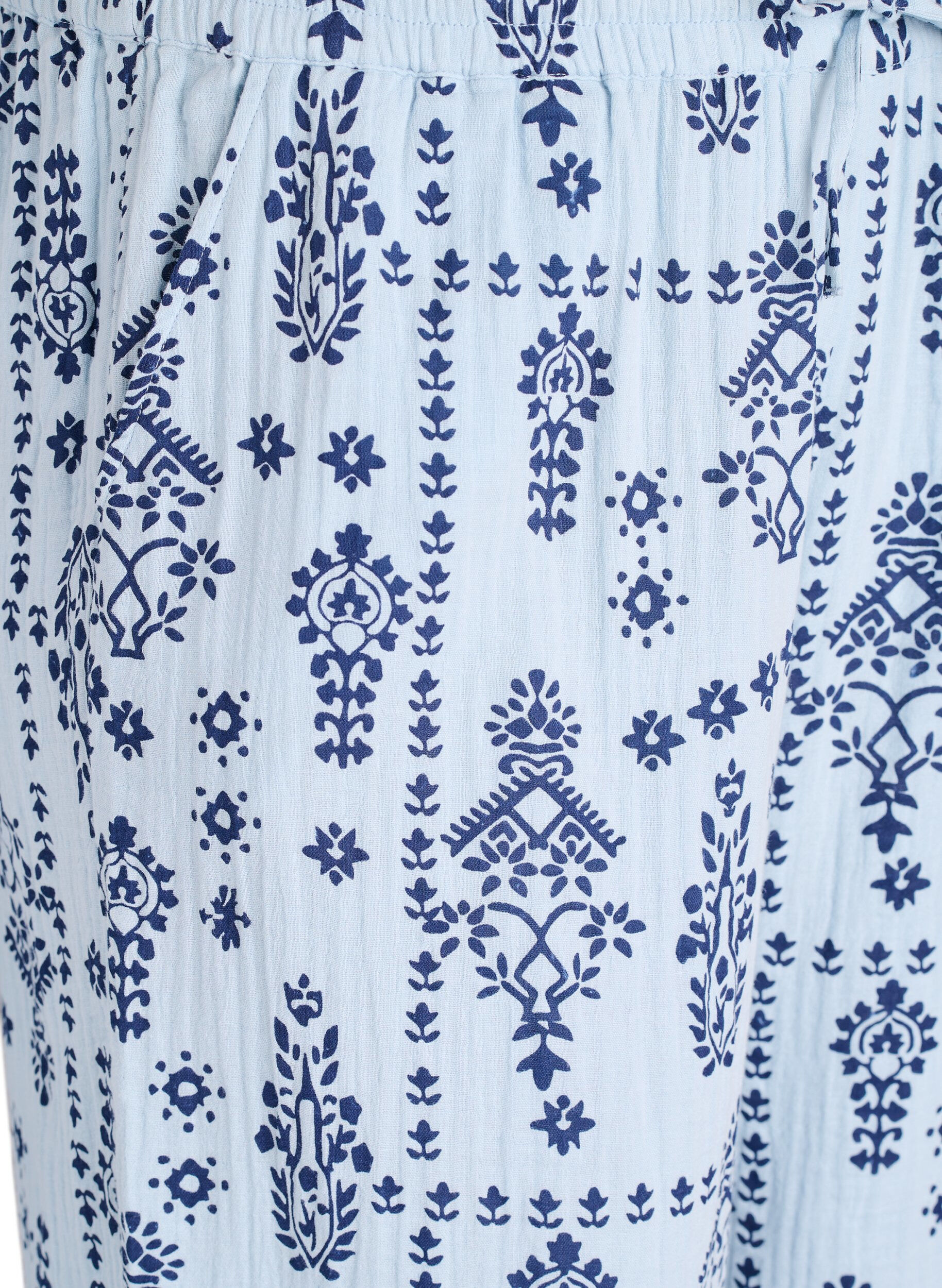 Zizzi L&ouml;st sittande byxor i bomullsmuslin med prickar, Bl&aring;, Packshot image number 2