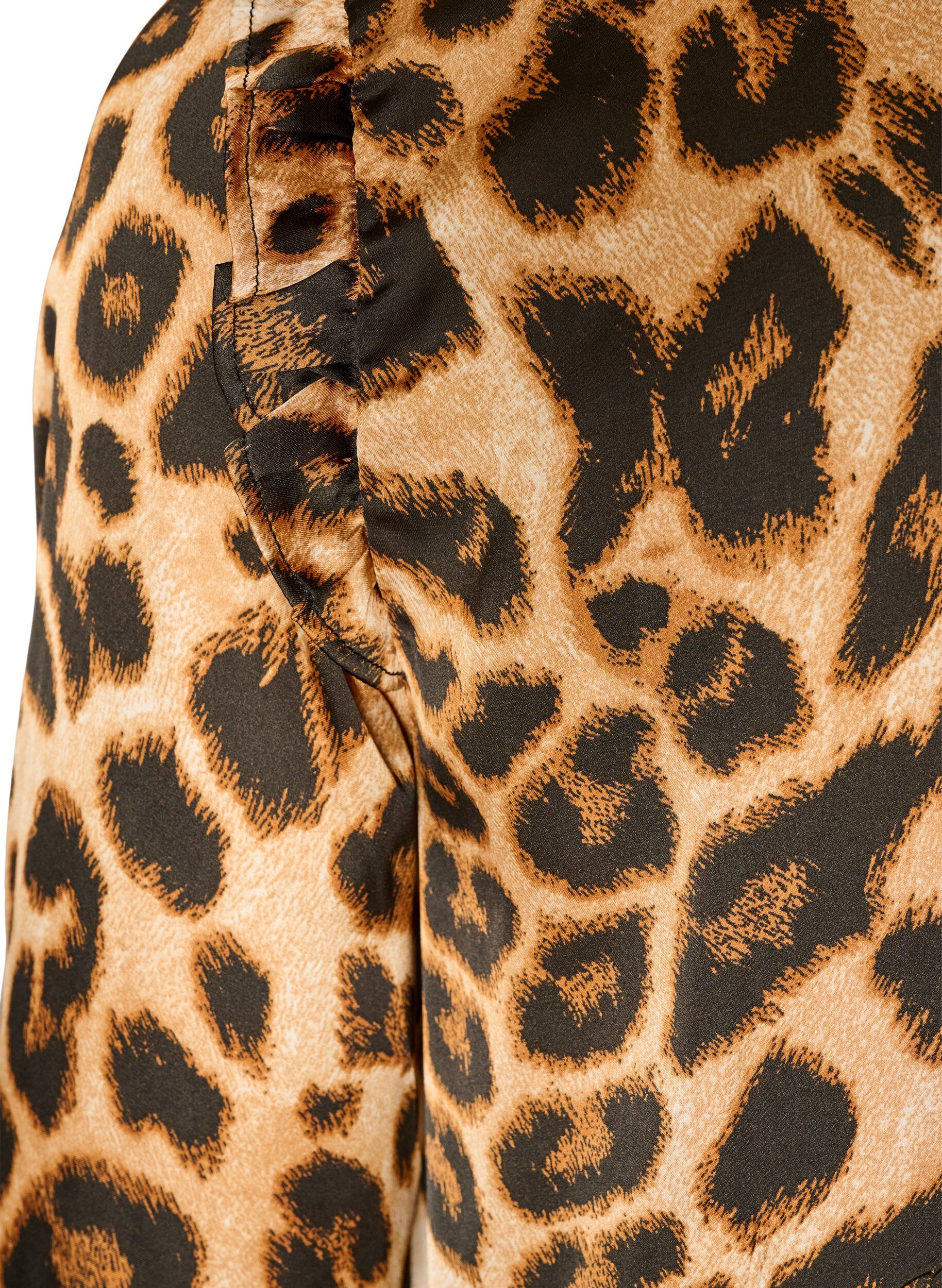 ZizziKl&auml;nning med leopardm&ouml;nster och volangdetaljer, Brun, Packshot image number 3