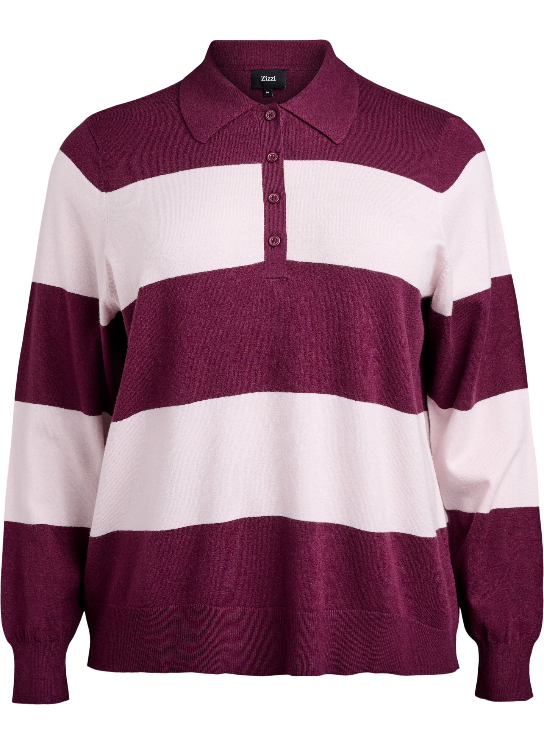 Stickad blus med krage