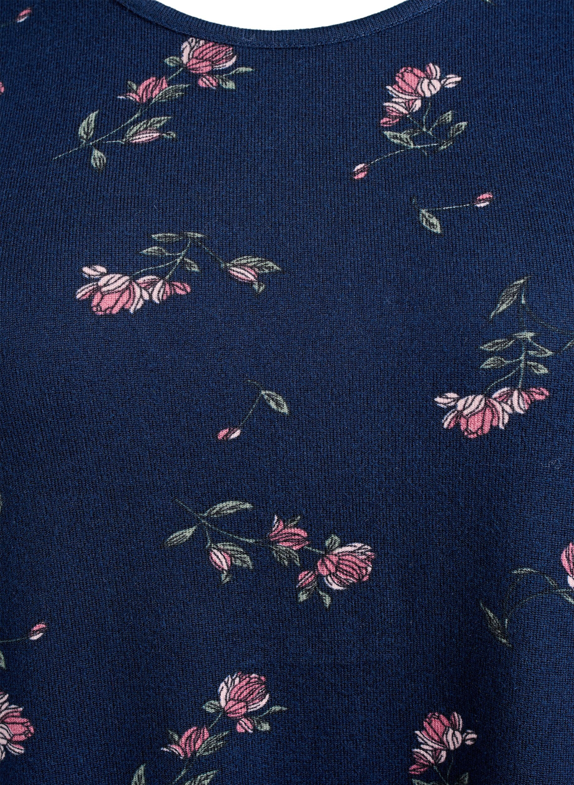 ZizziBlommig blus med l&aring;nga &auml;rmar, Bl&aring;, Packshot image number 2
