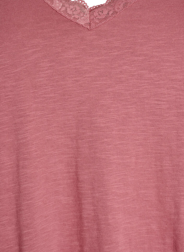 T-shirt med spetskant, Rosa, Packshot image number 2