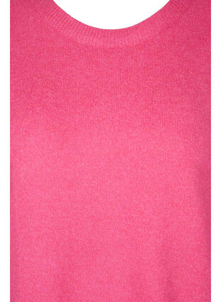 Melerad stickad tröja med 3/4-ärmar, Fandango Pink, Packshot image number 2