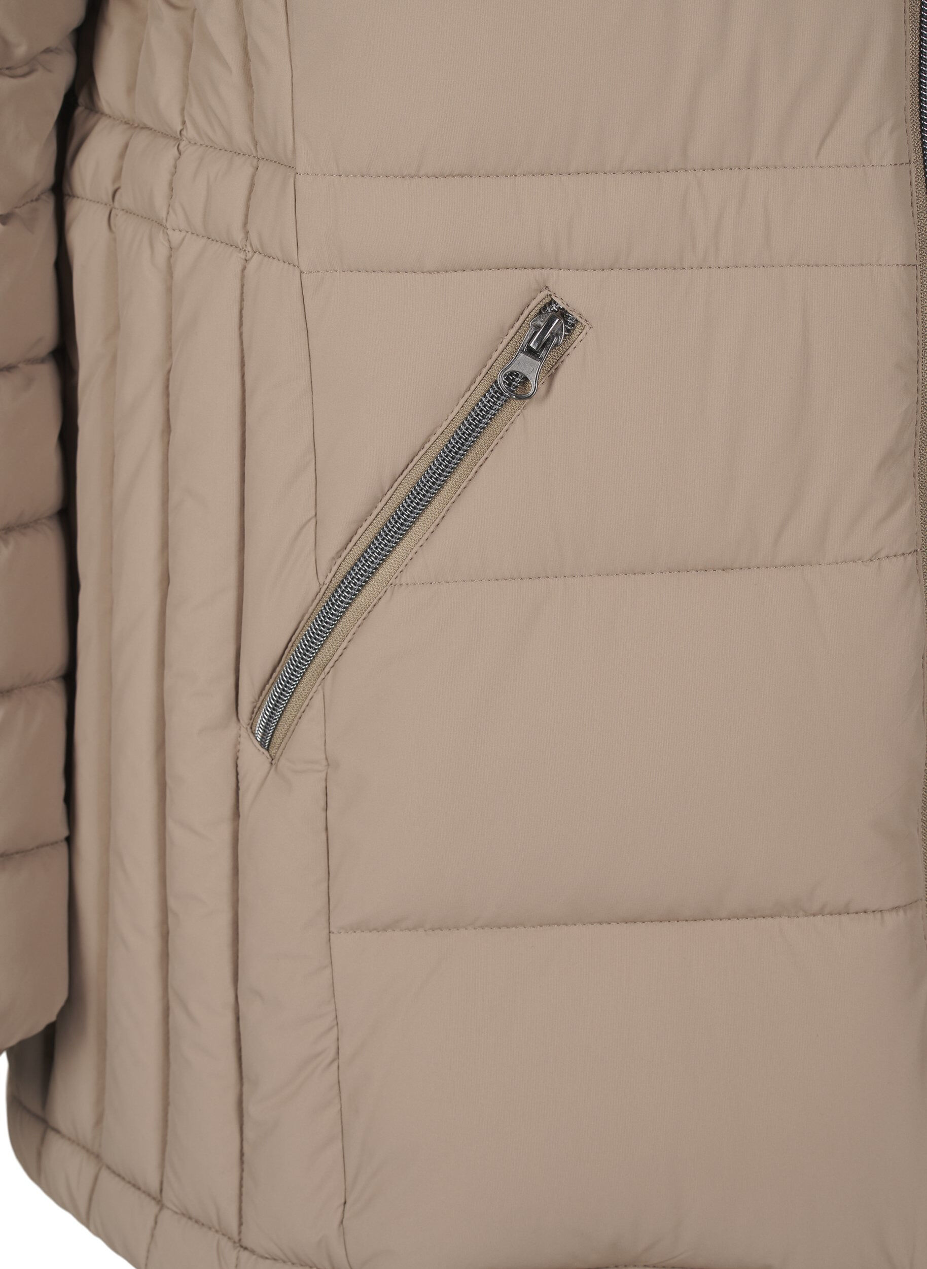 Zizzi Kort pufferjacka med fickor, Beige, Packshot image number 3