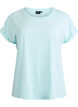 Kort&auml;rmad t-shirt i bomullsmix, Turkos, Packshot image number 0