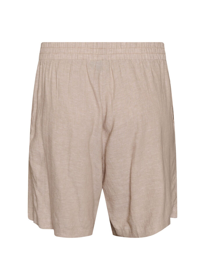 Shorts i linne och viskos med h&ouml;g midja, Beige, Packshot image number 1