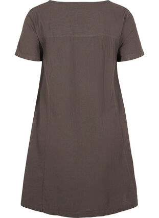 Kortärmad klänning i bomull, Khaki Green, Packshot image number 1