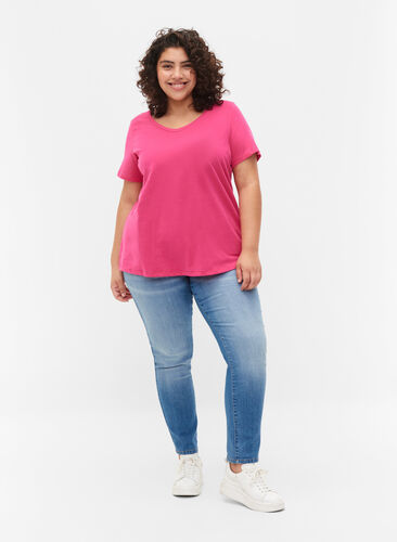 Enfärgad t-shirt i bomull, Beetroot Purple, Model image number 2