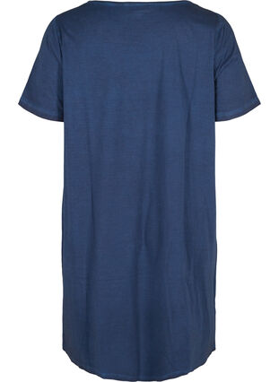 Klänning med spetsdetaljer och korta ärmar, Blue Washed , Packshot image number 1