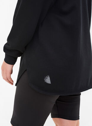 Sweatshirt med huva och slits, Black, Model image number 2
