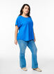 Blus med korta &auml;rmar och rund halsringning, Bl&aring;, Model image number 1