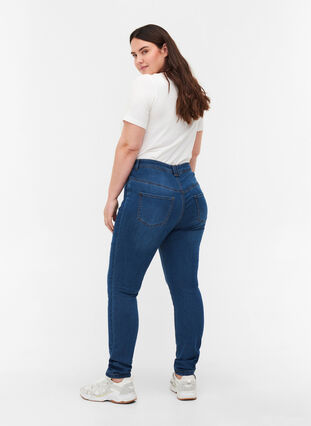 Extra slim Amy jeans med hög midja, Blue d. washed, Model image number 2