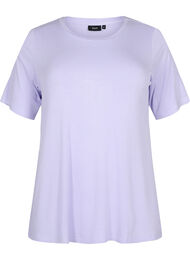 T-shirt i viskos med ribbstruktur, Lavender