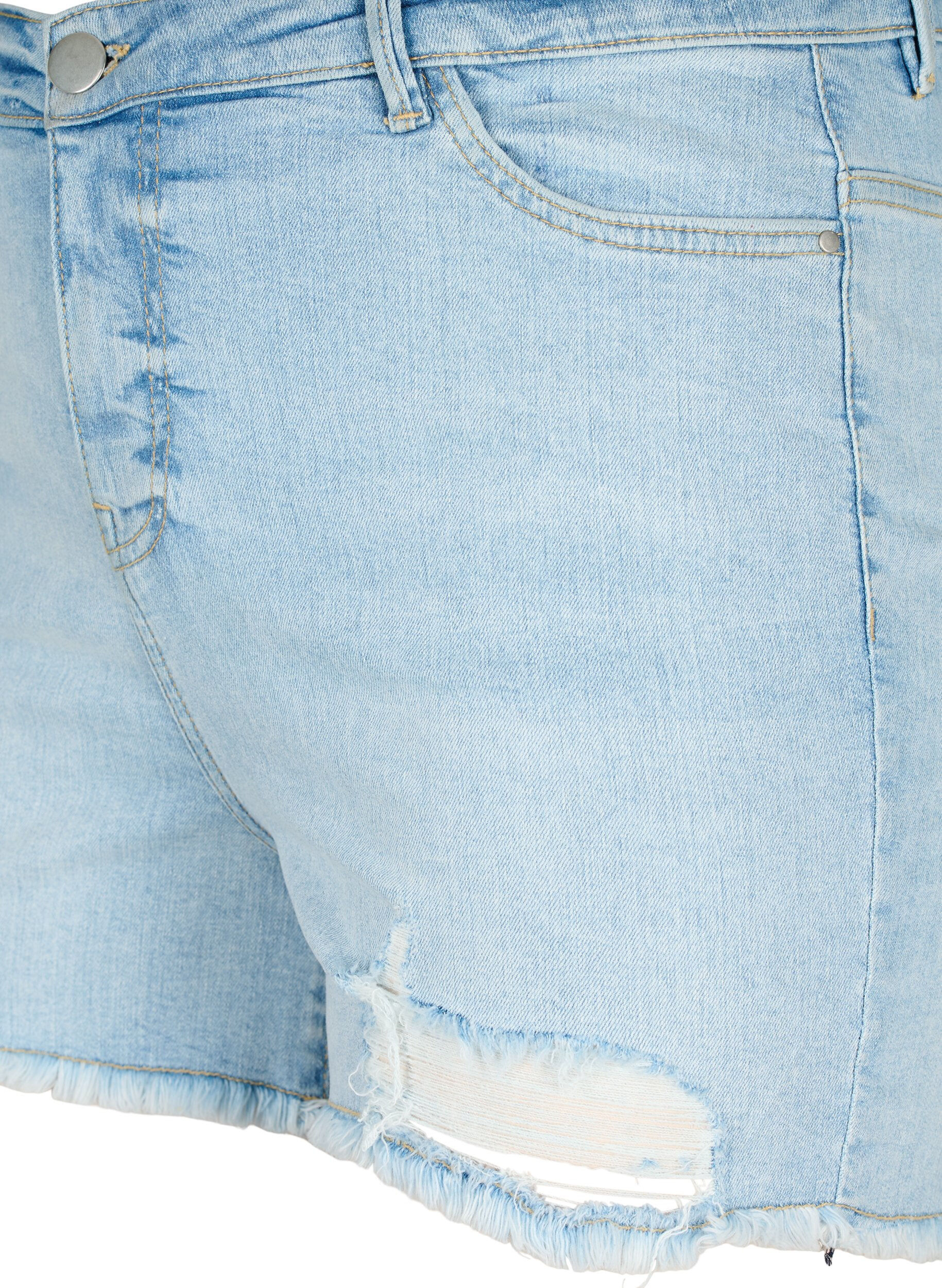 Zizzi Jeansshorts med slitna detaljer, Light Blue Denim, Packshot image number 2
