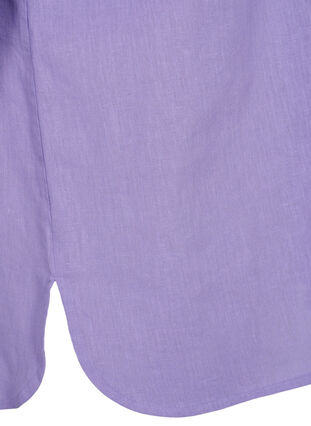 Skjortblus med knappstängning i bomull-linblandning, Lavender, Packshot image number 3