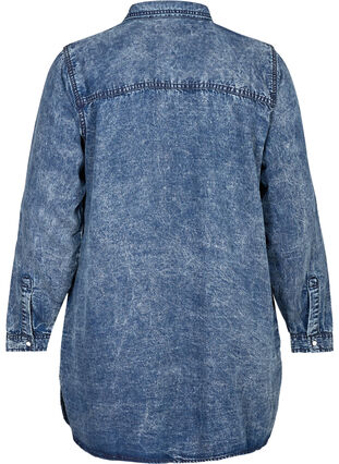 Lång skjorta i lyocell, Denim blue stone wash, Packshot image number 1