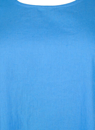 Kortärmad blus i bomullsmix med linne, Ultramarine, Packshot image number 2
