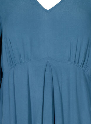 Viskos klänning med 3/4 ärmar, Real Teal, Packshot image number 2