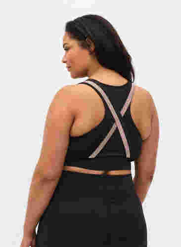 Sport-bh med glitter och korsad rygg, Black, Model image number 1