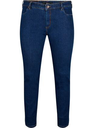 Emily-jeans med smal passform och normal midja, Dark blue, Packshot image number 0