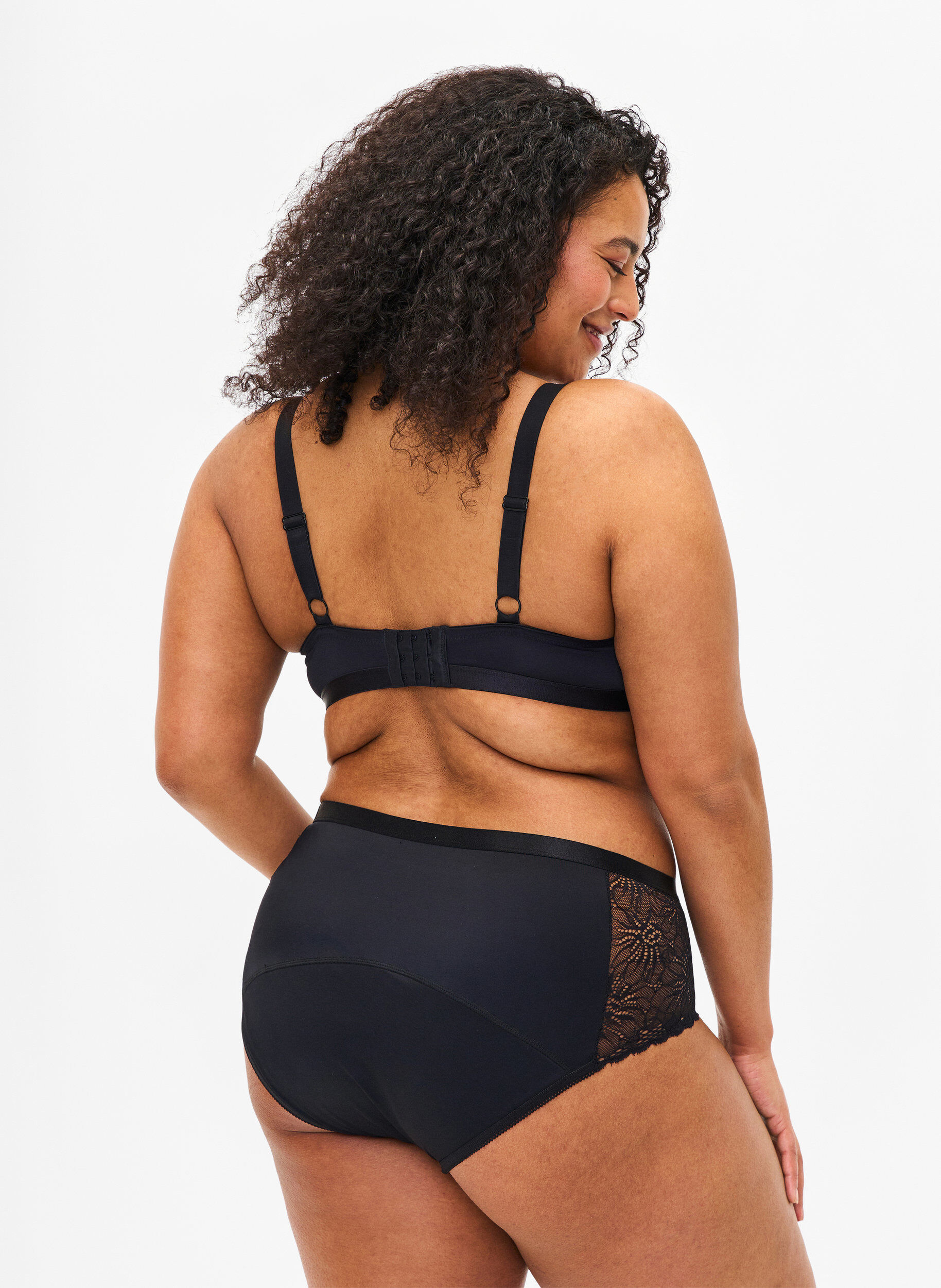 Zizzi Menstrosor med spets och normal midja, Black, Model image number 1