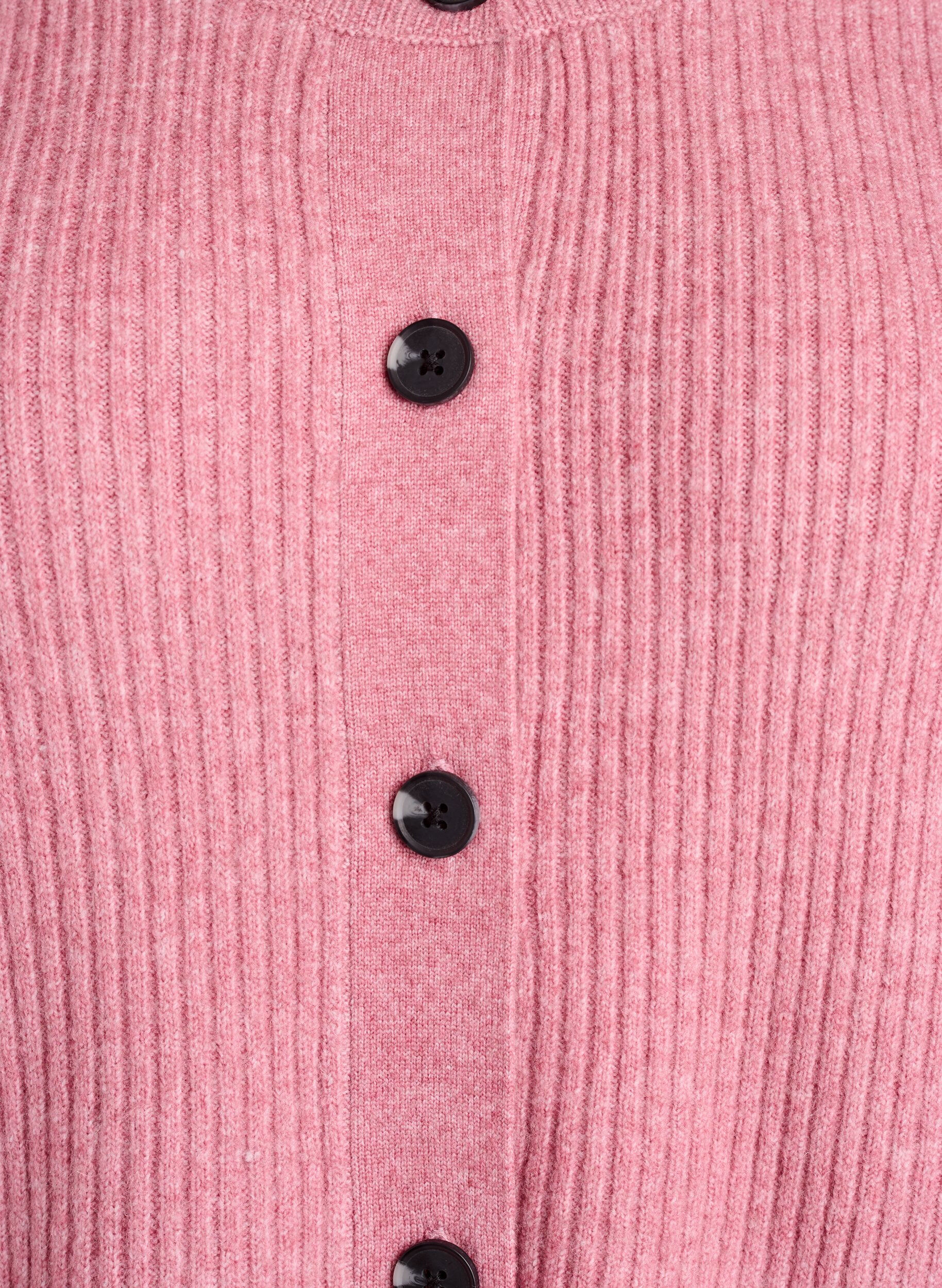 ZizziRibbstickad kofta med knappar, Rosa, Packshot image number 2