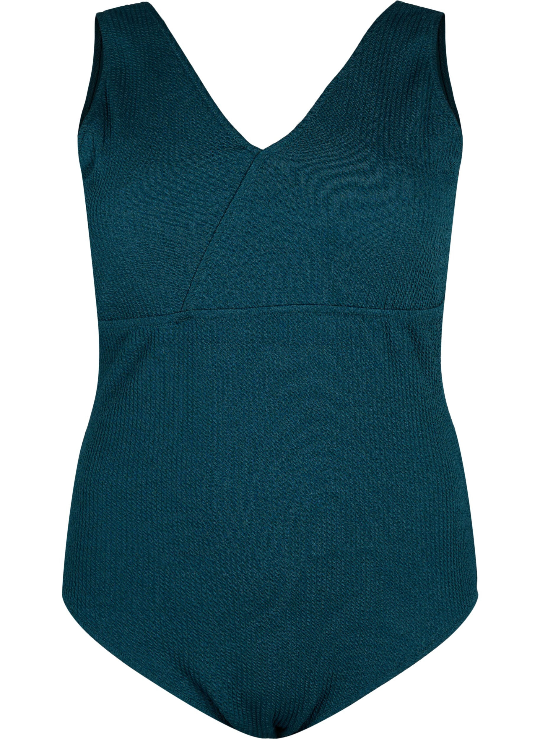 Zizzi Baddr&auml;kt med crepe-struktur och omlott-effekt, Dark Sea, Packshot image number 0