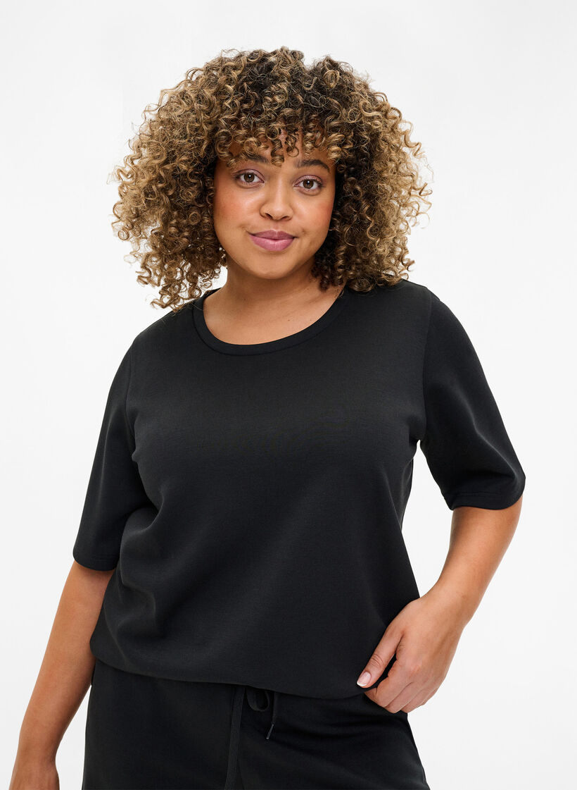 T-shirt i modalblandning, Svart, Model image number 0