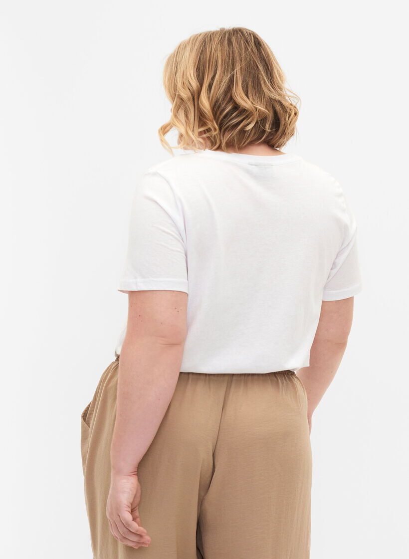 T-shirt i 2-pack med v-hals, Bright White / Black, Model image number 1