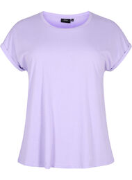 Kort&auml;rmad t-shirt i bomullsmix, Lila