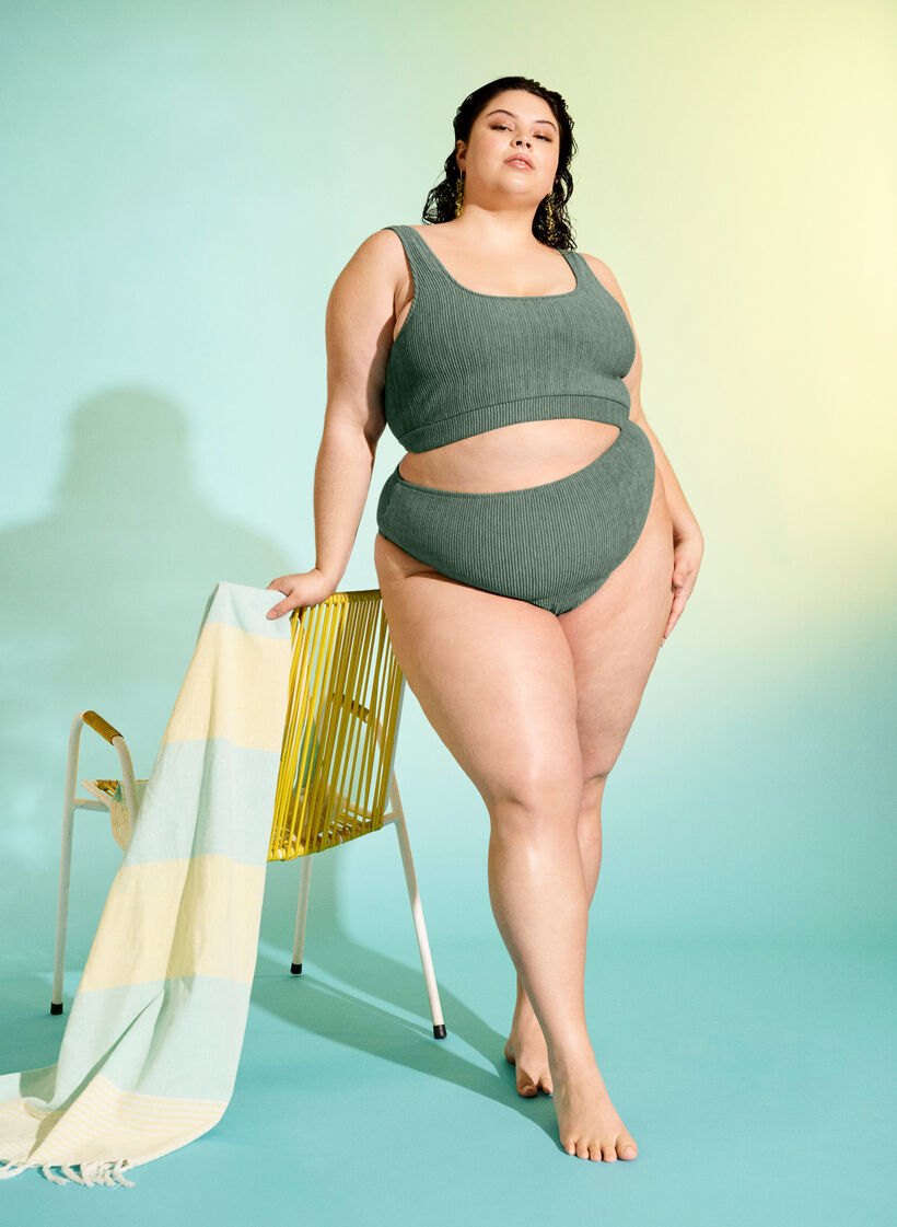 Bikinitrosor med crepe-struktur, Grön, Image image number 0