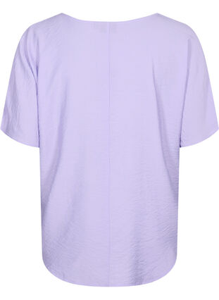 V-ringad blus i viskos med korta ärmar, Lavender, Packshot image number 1