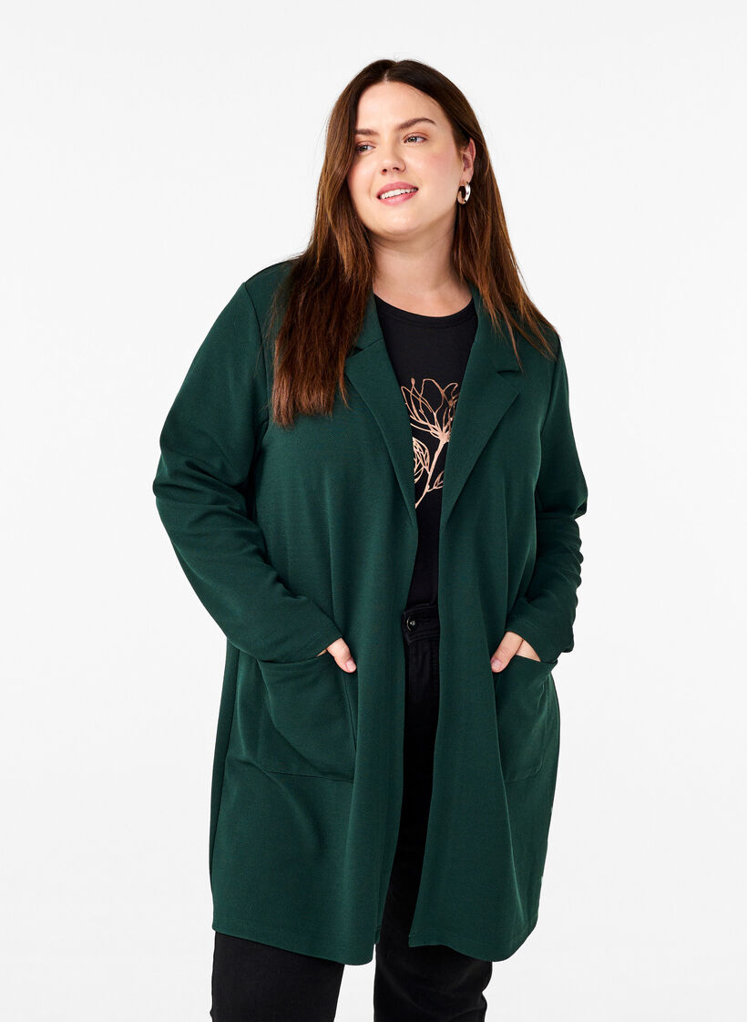 L&aring;ng kavaj med fickor, Gr&ouml;n, Model image number 0