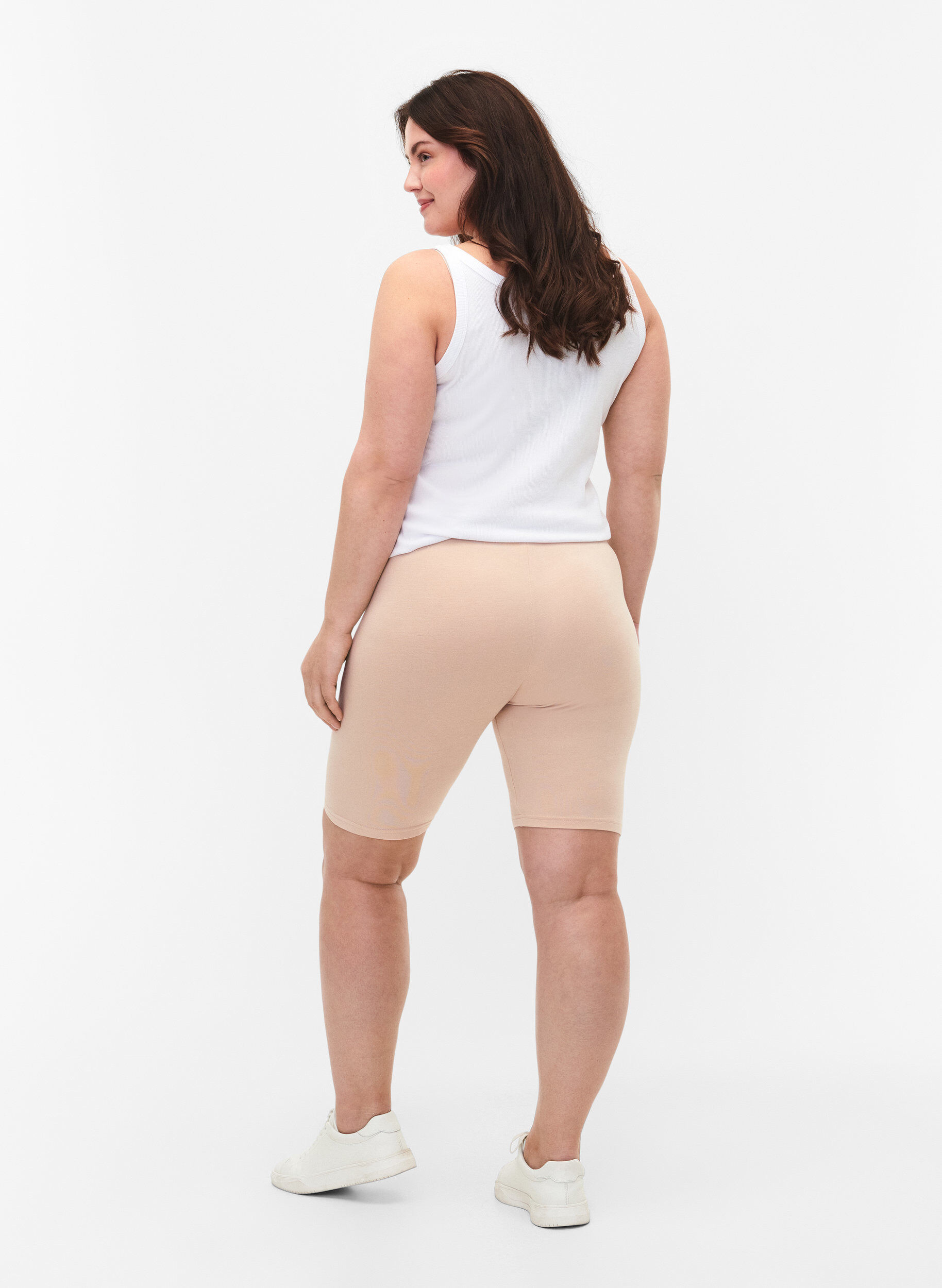 ZizziEnf&auml;rgad cykelbyxa, Beige, Model image number 2