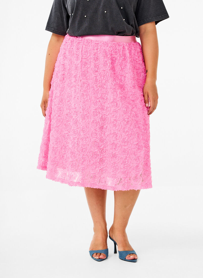 Midikjol med 3D-blommor, Dianthus, Model image number 2