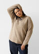 Stickad blus med v-ringning och raglan&auml;rm, Brun, Model image number 3
