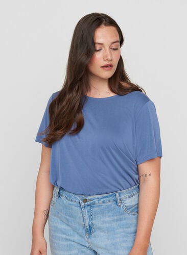 T-shirt med rund halsringning, Bijou Blue, Model image number 0