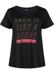  T-shirt till träning med print, Black w. Drop It