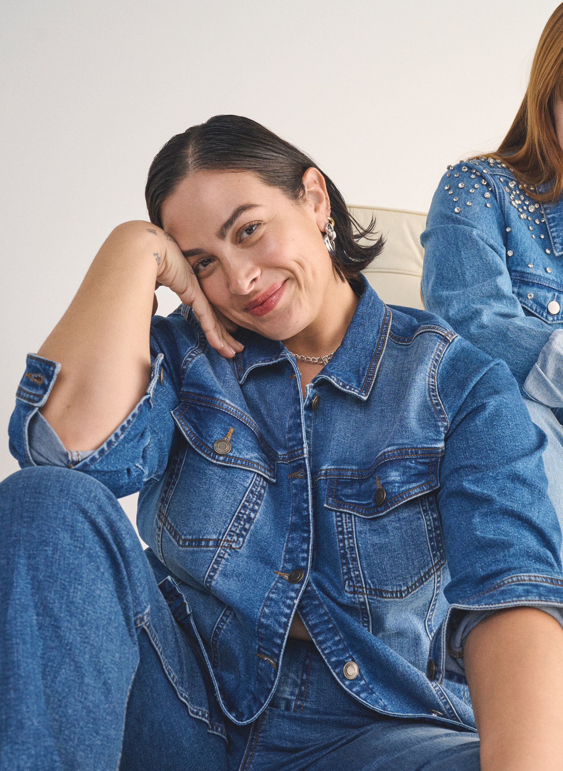 Zizzi Jeansjacka i klassisk modell, Bl&aring;, Image image number 0