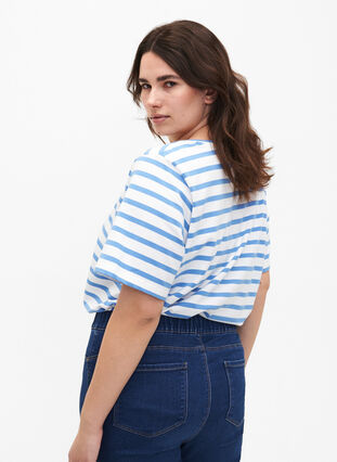 Randig T-shirt i ekologisk bomull, Marina Stripe, Model image number 1