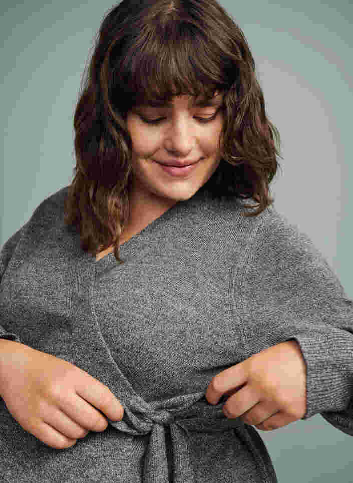 Stickad, melerad gravidtröja med omlott, Medium Grey Melange, Image