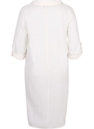Klänning med v-ringning och krage, White, Packshot image number 1