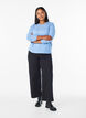 Stickad blus med rund hals, Bl&aring;, Model image number 1