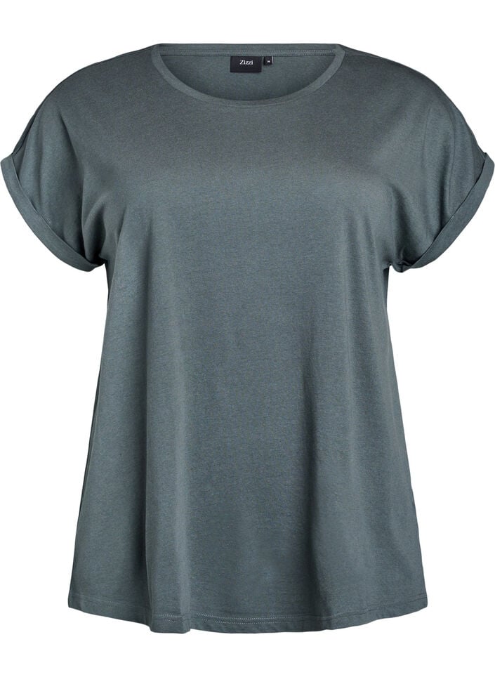 Kort&auml;rmad t-shirt i bomullsmix, Gr&ouml;n, Packshot image number 0