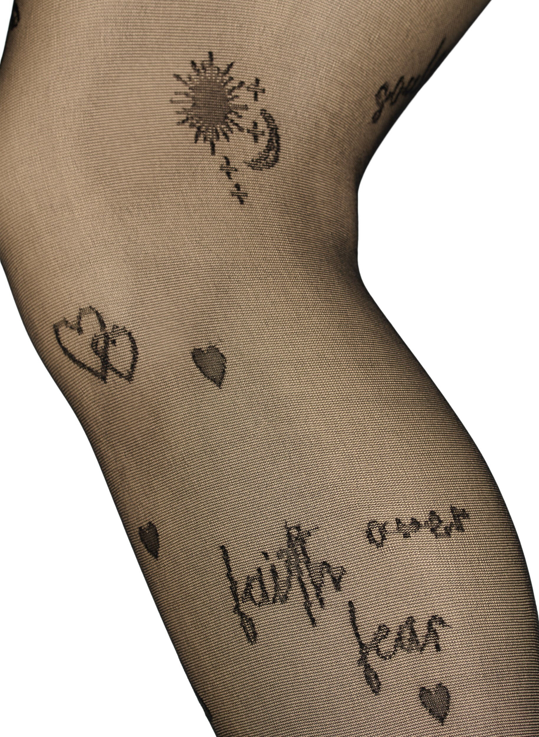 Zizzi Tatueringsm&ouml;nstrade tights i 25 denier, Black, Packshot image number 1