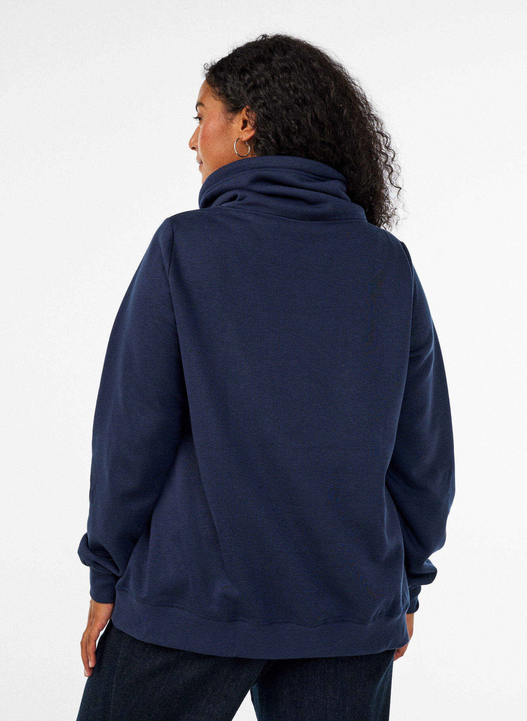 ZizziSweatshirt med h&ouml;g krage och fickor, Bl&aring;, Model image number 2