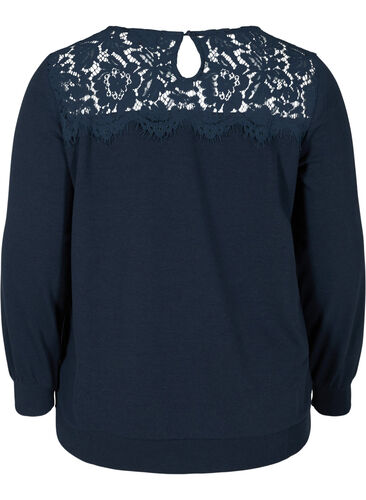 Sweatshirt med spets, Navy Blazer, Packshot image number 1
