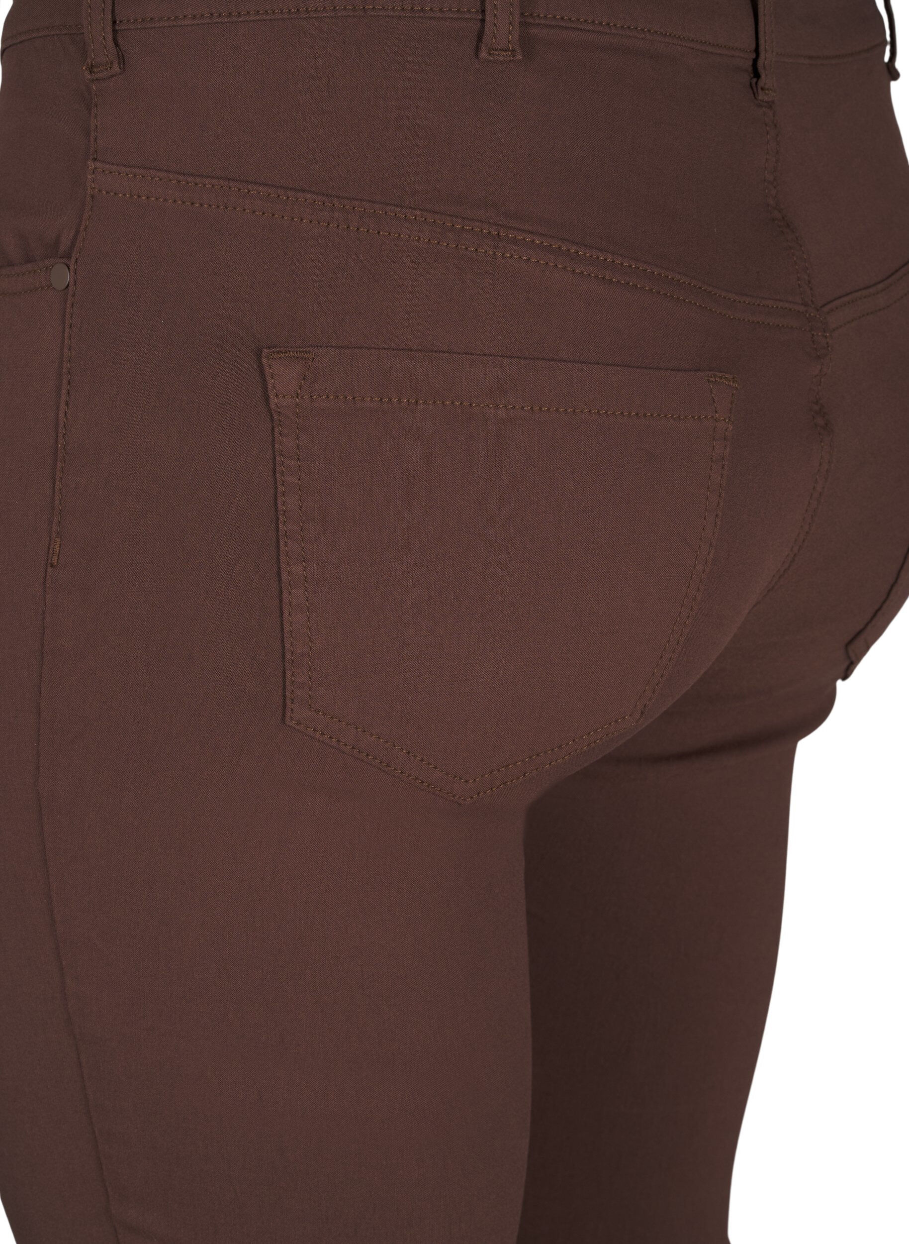 Zizzi Slim fit byxor med fickor, Brun, Packshot image number 3