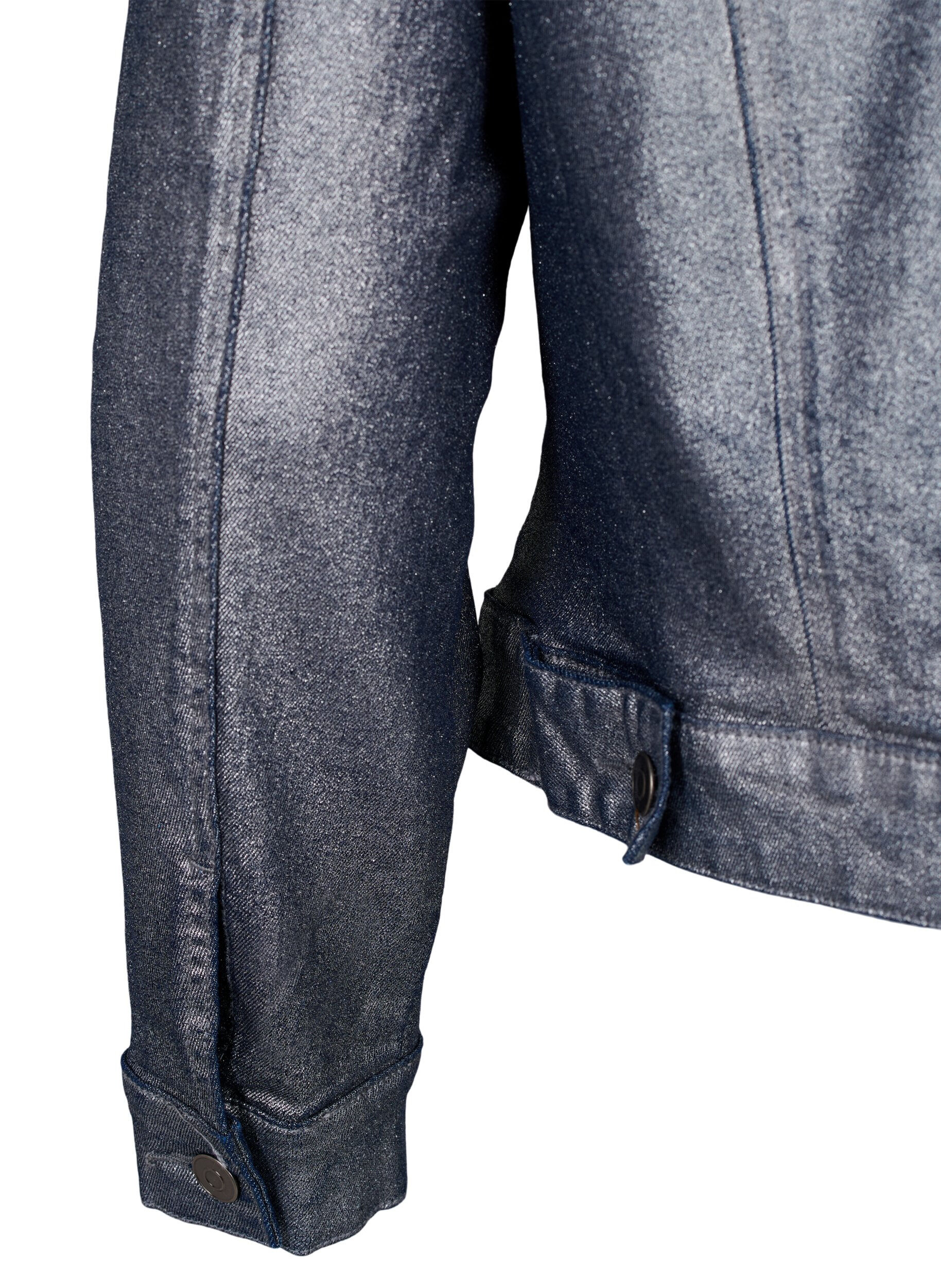 Zizzi Kort jeansjacka med silverf&auml;rg, Gun Silver, Packshot image number 3
