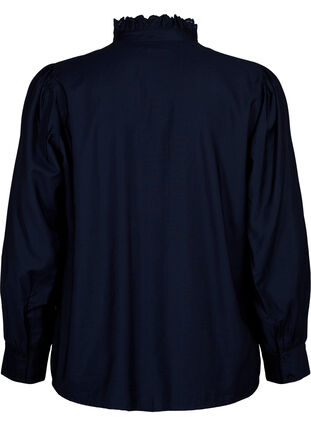 Viskosshirt blus med ruffles, Sky Captain, Packshot image number 1